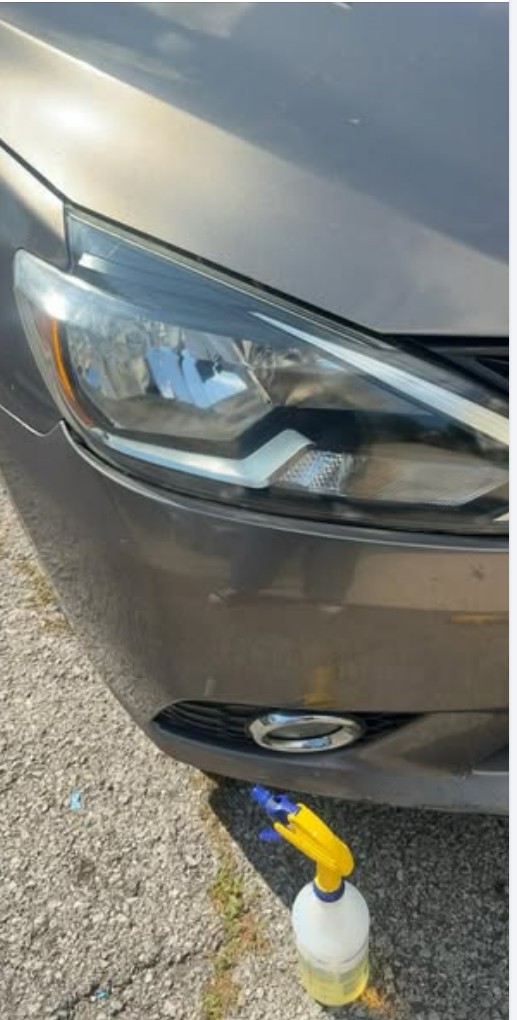 Clear, restored headlight after service